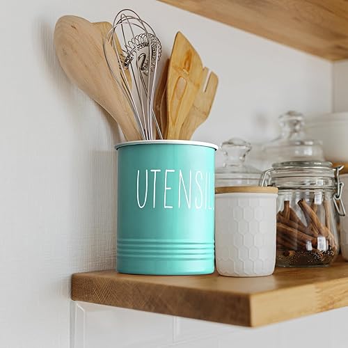 Miniatura 6 de Bivvclaz Soporte para Utensilios de Cocina Verde Azulado, Soporte de Utensilios de 6.7" para Encimera de Cocina, Recipiente para Utensilios de