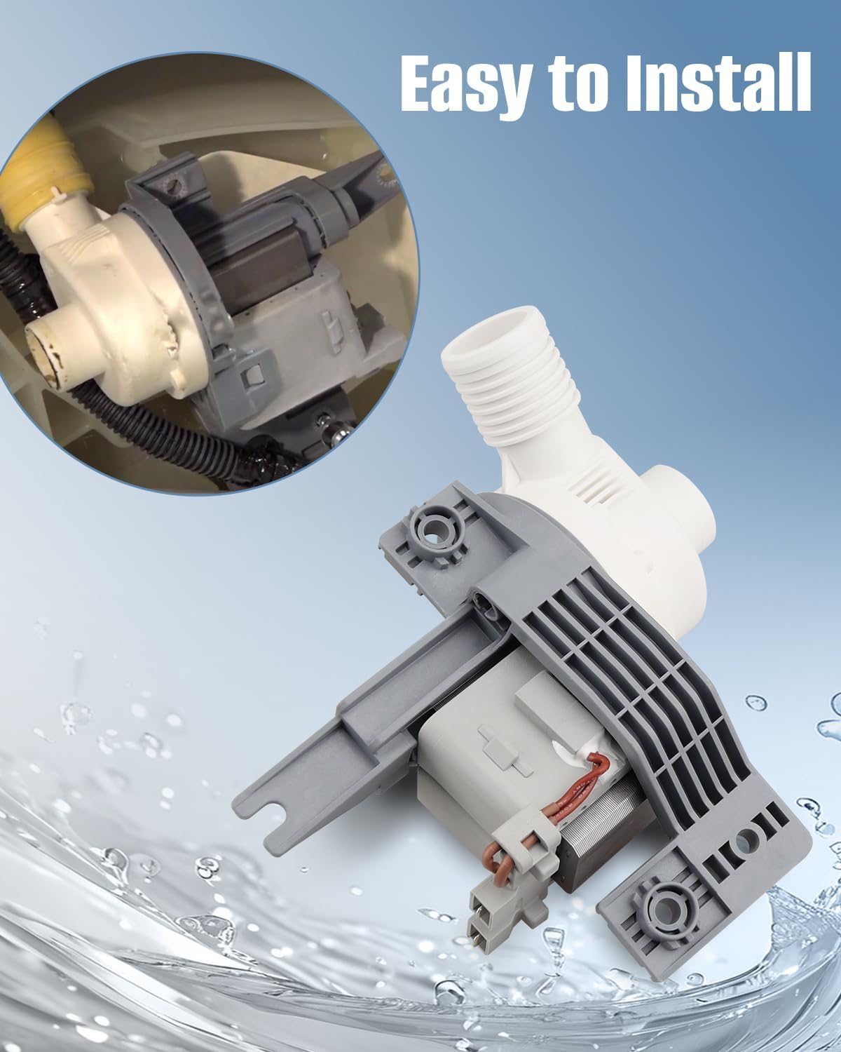 W10581874 Washing Machine Drain Pump Fit for Whirlpool/Maytag/Kenmore, Replace AP5949627 3449735 PS10056668 EAP10056668,Washer Drain Pump