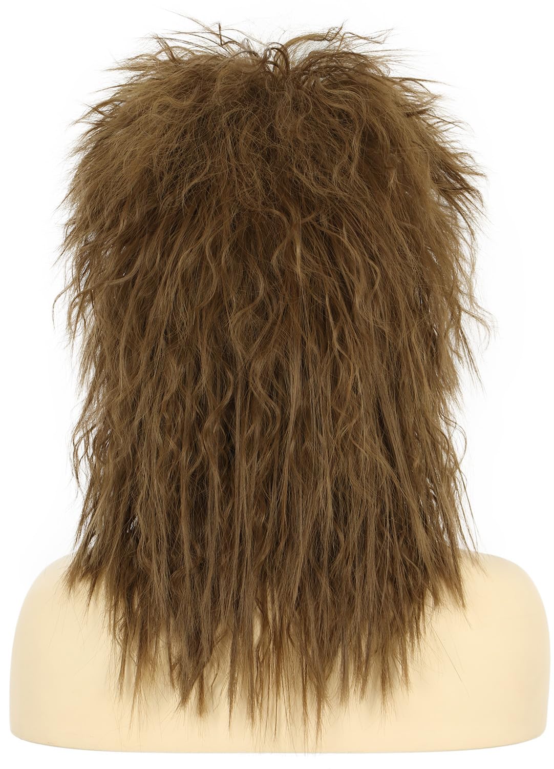 karlery Women Men Long Curly Brown Wig 70s 80s Rocker Mullet Costume Wig Halloween Cosplay Party Wig