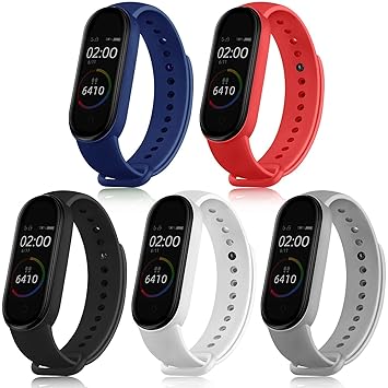MYVN Adjustable Pack of 5 Stylish Xiaomi Mi Band 5/Mi Band 6 Watch Soft Silicone Strap Belt Band Bracelet (Not for Mi Band 1/2/3/4)
