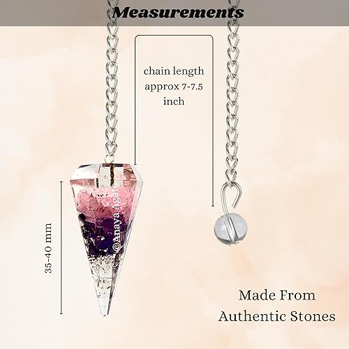 Miniatura 2 de Péndulo de cuarzo transparentecuarzo rosaamatista (en capas) Péndulo de cristal orgón Péndulo de adivinación para divinación, meditación, curación