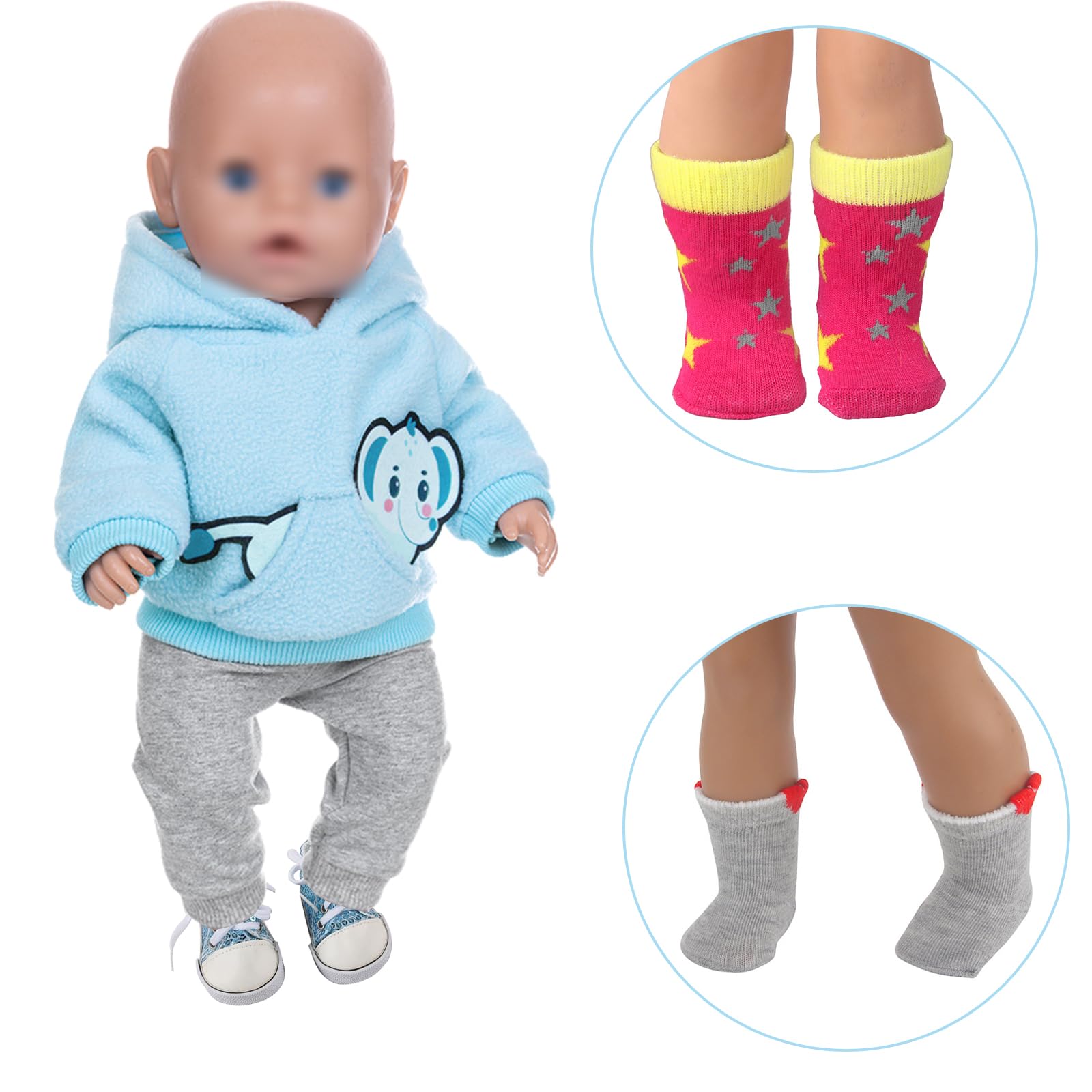 Set di accessori per bambole, scarpe e calze per bambole da 43 cm, 7 pezzi, rosa e marrone
