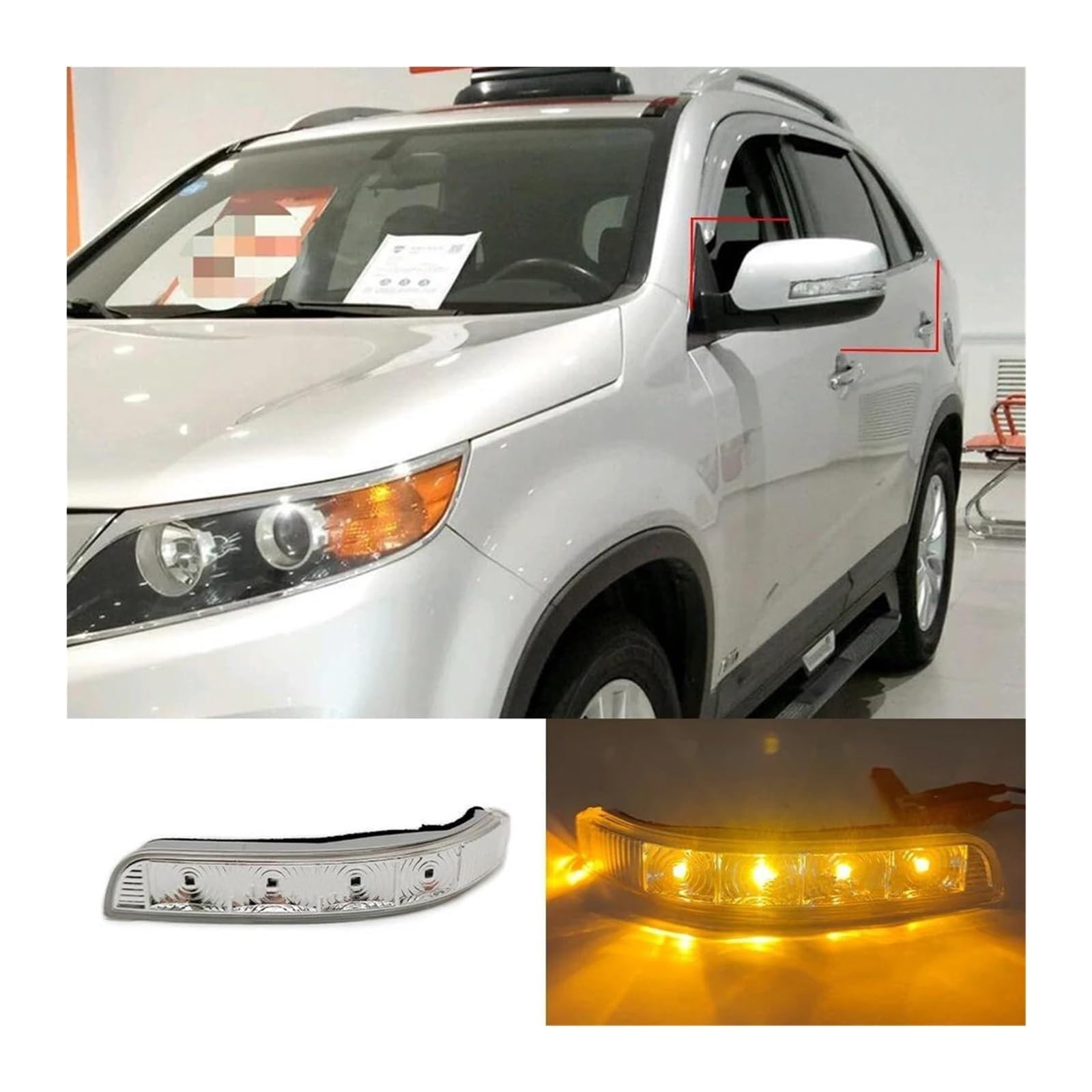 Indicador Intermitente Lateral Para KIA Para Sorento XM 2009 2010 2011 2012 2013 2014 Luz Visión Trasera Puerta Ala Repetidor Señal Giro Espejo Lateral Automóvil(Pair)