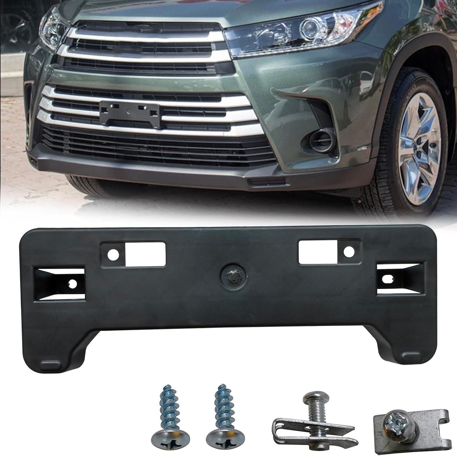 Front License Plate Frame Mounting Bracket Tag Holder Fits for Toyota Highlander 2017 2018 2019 Replace 521140E130