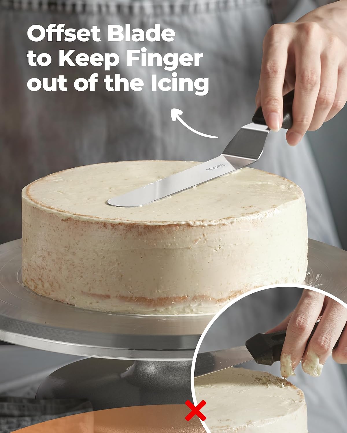 Kootek Angled Icing Spatula, Stainless Steel Offset Spatula, 6", 8" &10"