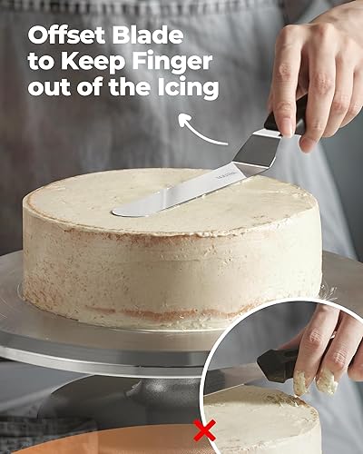 Miniatura 6 de Kootek Juego de 3 espátulas de glaseado con espátulas de acero inoxidable de 6, 8 y 10 pulgadas, espátulas en ángulo para tartas, glaseado más suave