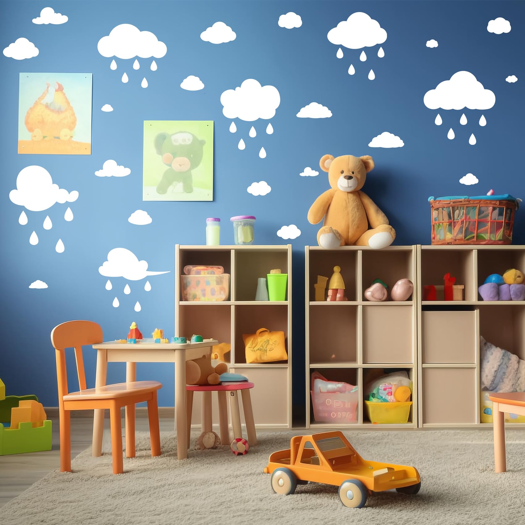 Quanyuchang Large White Clouds and Raindrops Wall Decals - Image 2