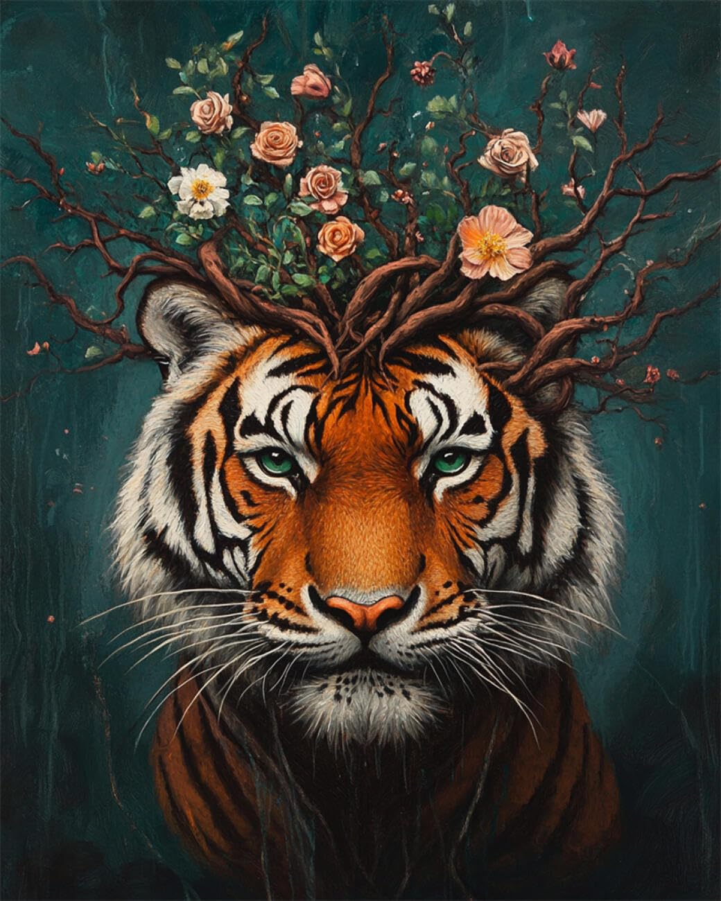 RKFLGEW DIY Seed Bead Embroidery Kits Fantasy Tiger 30x40cm
