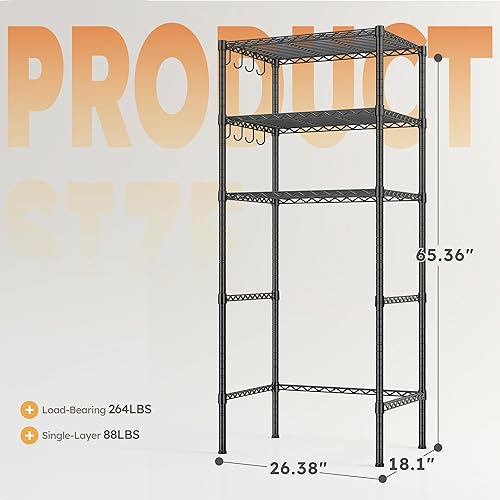 Miniatura 3 de REIBII Mini estante para refrigerador de 3 niveles con almacenamiento para dormitorio, estantes ajustables, estantes de almacenamiento de metal,