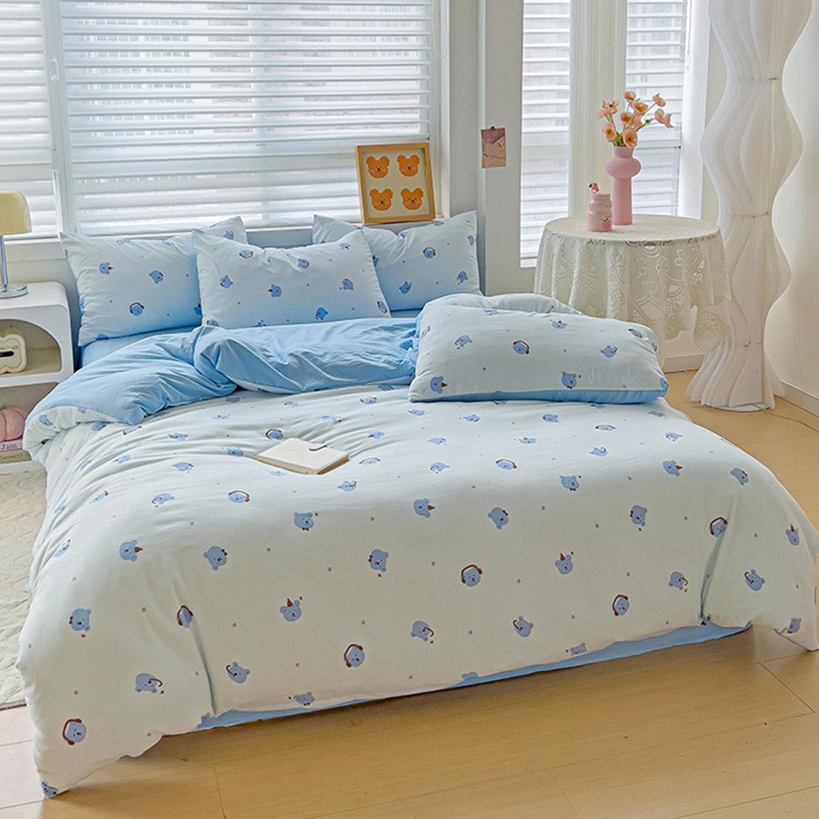 Safe Gentle Cotton Bettwäsche Kollektion, 4-teiliges Set mit Cartoon Motiven für Kleinkinderzimmer Stile Babysicheres Baumwoll Bettwäsche Set
