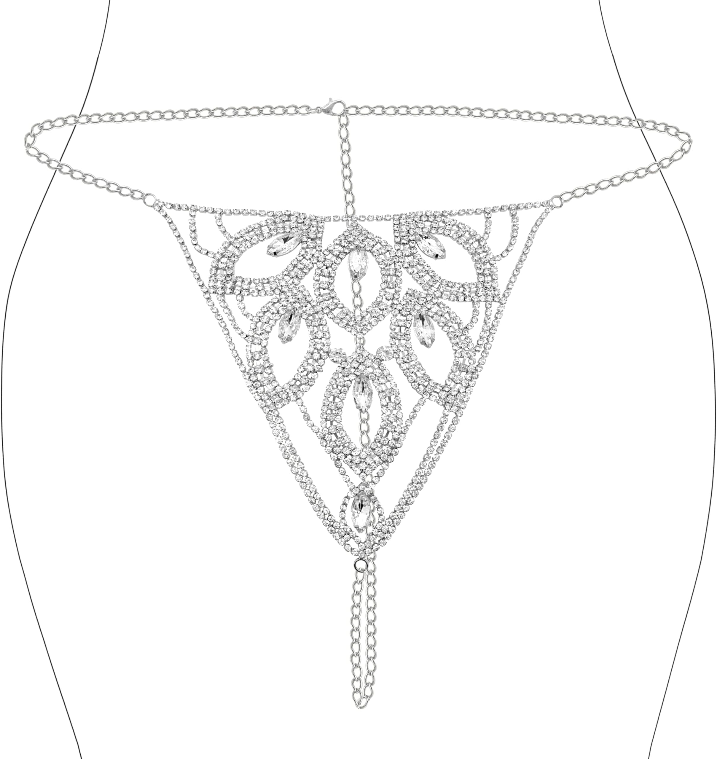 Women Sexy Rhinstone Underwear Body Chain Crystal Bikini beach Belly Waist Chain BlingBling Mini Thong Night Jewelry