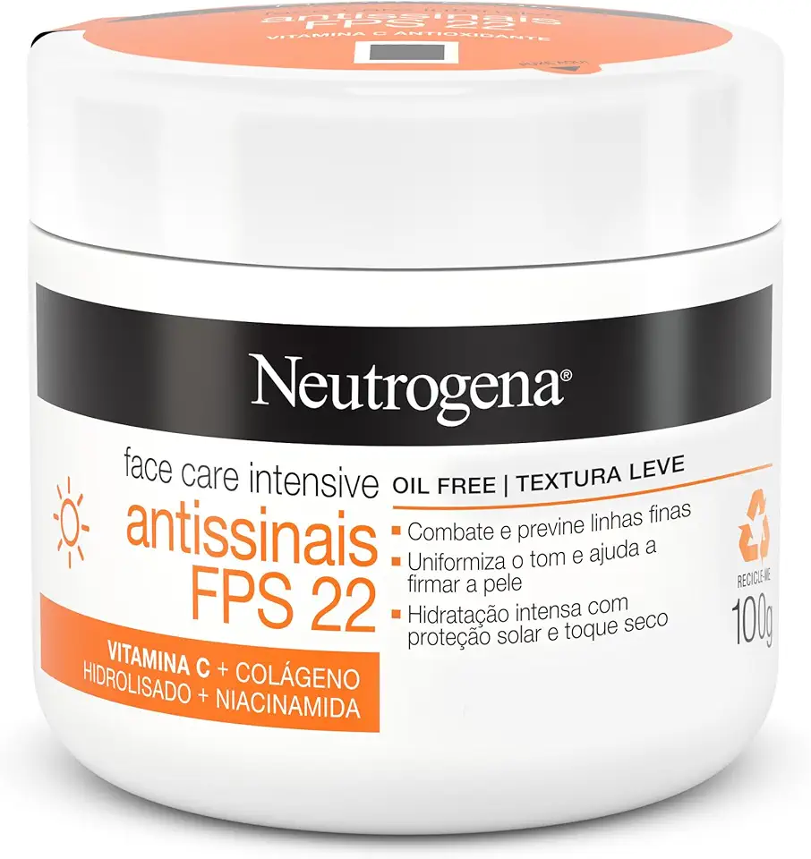 Neutrogena Hidratante Facial Antissinais Face Care Intensive FPS 22, 100g