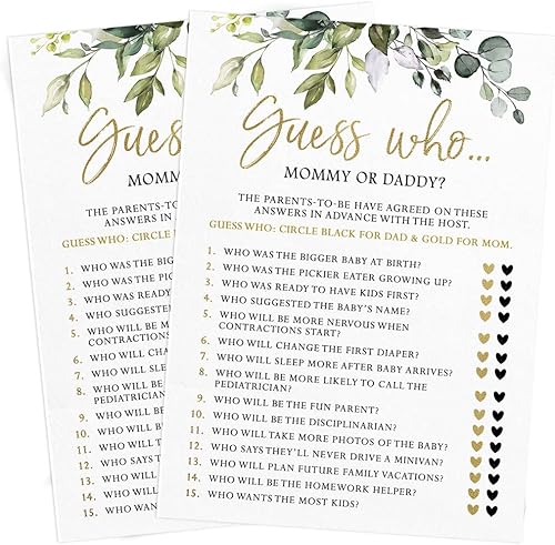 Miniatura 6 de Printed Party Juegos de Baby Shower para niño o niña 4 juegos y actividades, tema de vegetación botánica, 30 invitados