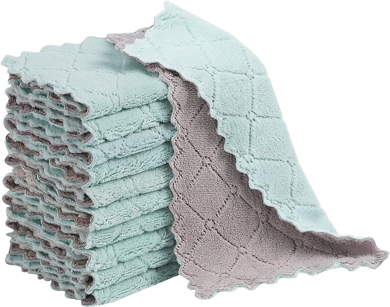 GADIEDIE 10 Pack Kitchen Dish Cloths Dish Towels,Super Absorbent Coral Fleece Cloth,Premium Dishcloths,Nonstick Oil Washable Fast Drying Dish Rags,Reusable Cloth forTable Chair Dish Glass