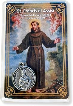 Caritas et Fides St. Francis of Assisi Laminated Holy Card Catholic Pocket-Sized Patron Saint of Animals and Environment, Prayer for Peace