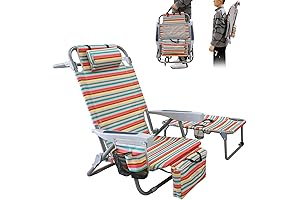 Fully Reclining Beach Chair with Backpack and Table