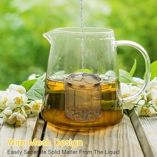 Miniatura 2 de Infusor de té, malla extrafina de acero inoxidable, colador de bolas de té, condimentos, cesta de separación de especias con gancho de cadena