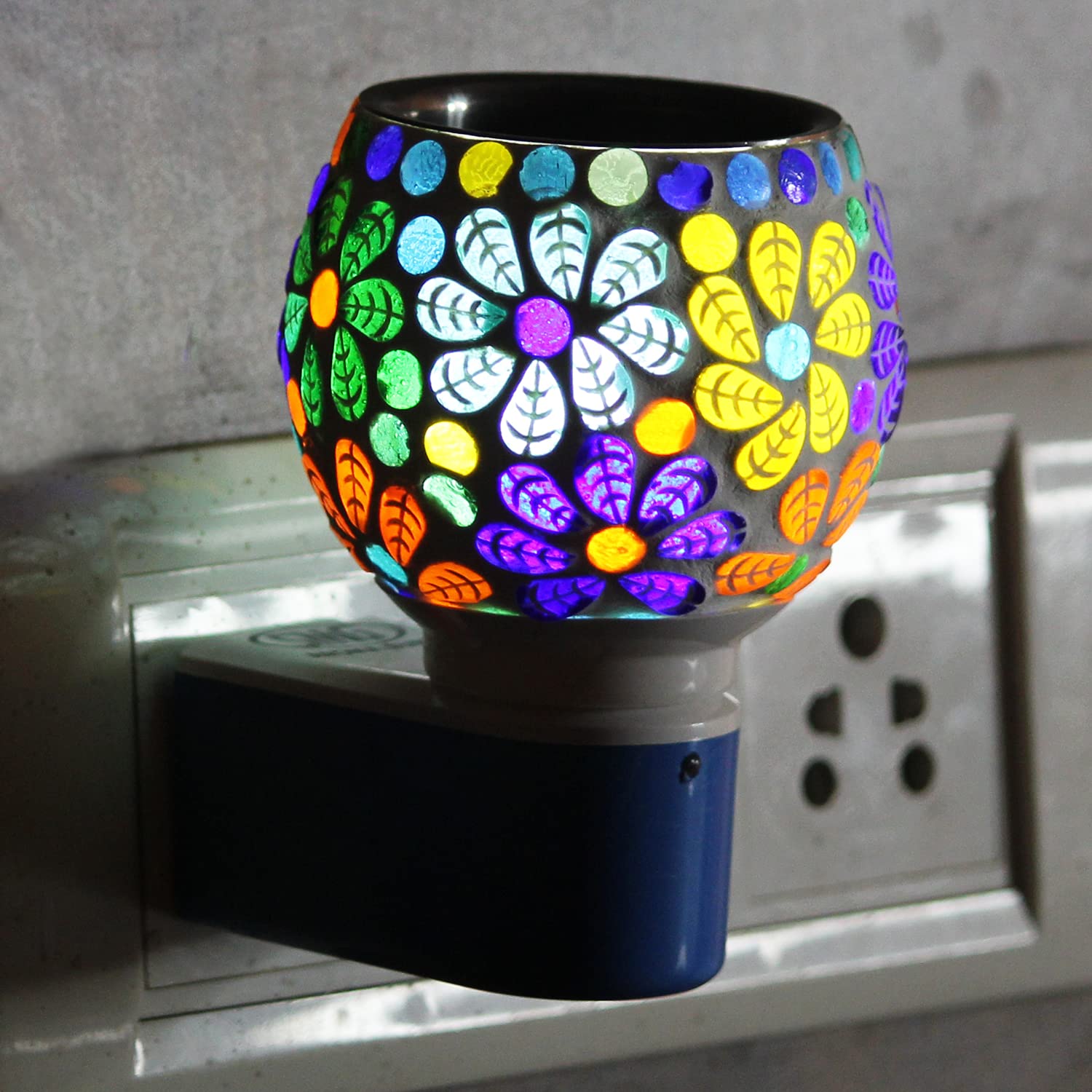 Brahmz Glass Mosaic Kapoor Dani Oil Burner,Scented Oil Diffuser Plug in Aroma Diffuser for Home and Office