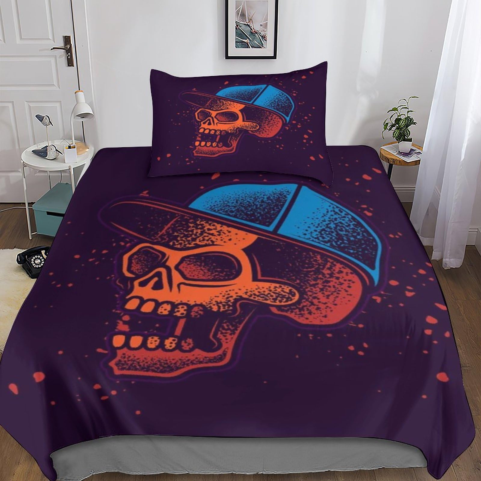 Couette tête de mort zippée pour stopper la couette qui glisse du lit
