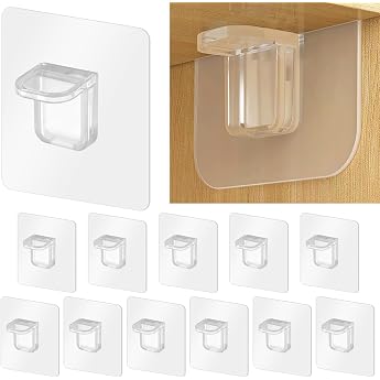 Klebewinkel Selbstklebend Set 12 St ck Regalbodentr ger Ohne Bohren Schrankboden Halter Selbstklebend Transparent Einlegeboden Halter 65   65 mm f r Schrank Kleiderschrank Fachbodentr ger