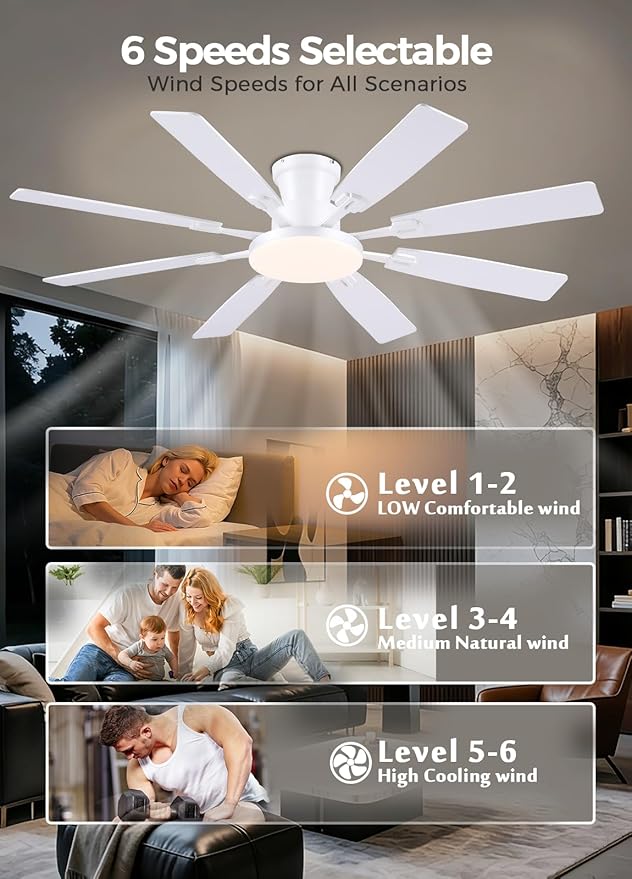 Ventilador de Techo 60 Pulgadas con Luz y Control Remoto, 6 miniatura 8