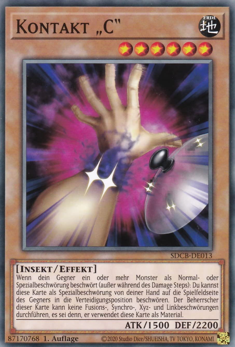 YU-GI-OH! Karte „Kontakt C“ – Common, Deutsch, Inkl. Ultrapro Toploader (Schutzhülle)