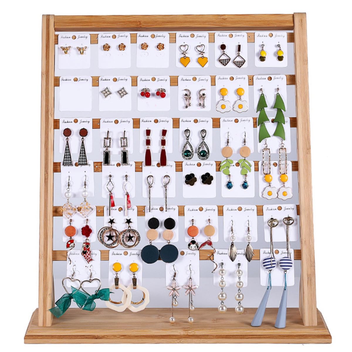 Expositor de Pendientes de Bambú, Soporte de Joyería Creativo