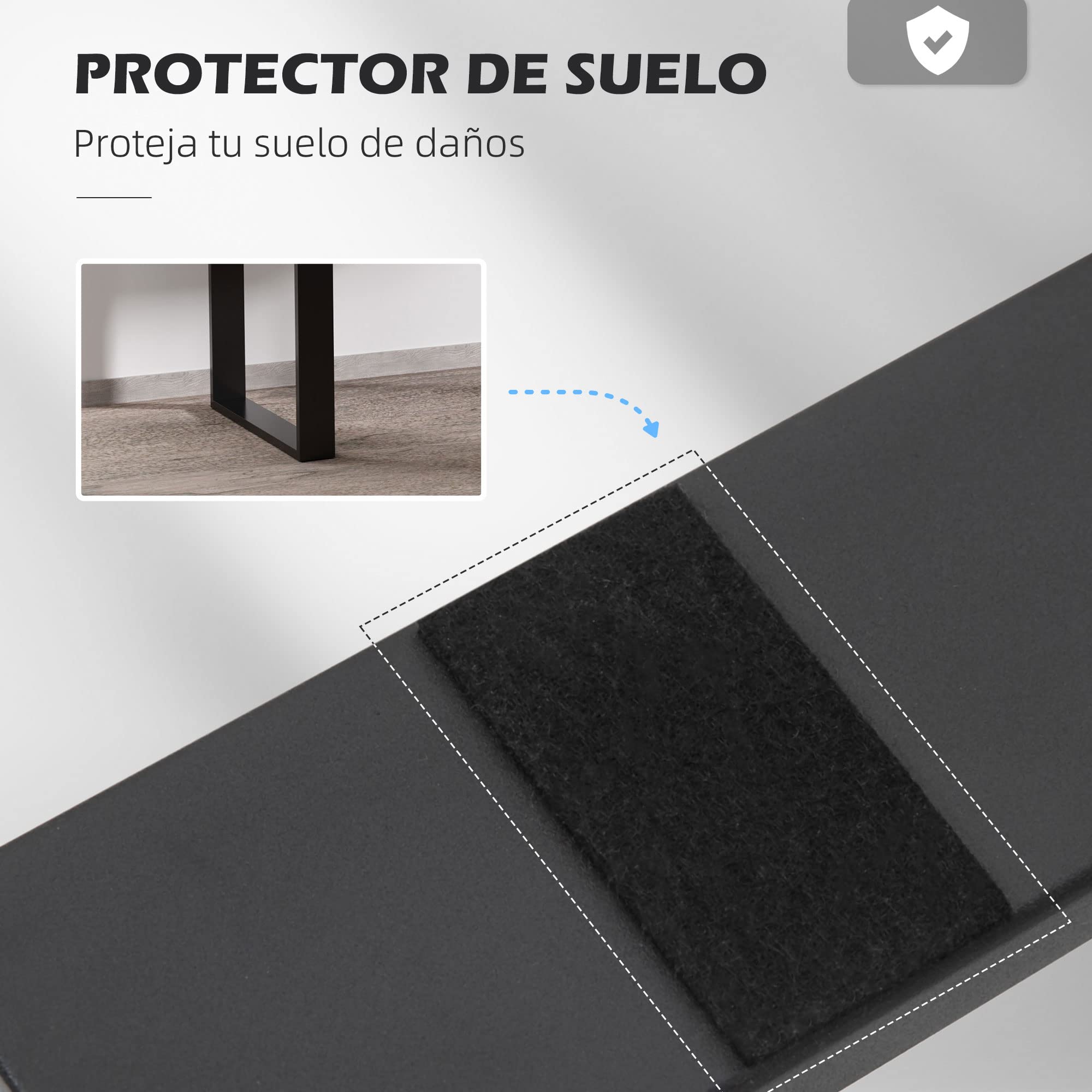 HOMCOM Juego de 2 Patas de Mesa de Acero 60x72 cm Patas Rectangulares de Mesa para Muebles de Bricolaje Estilo Industrial con Tornillos y Protectores de Suelo Negro