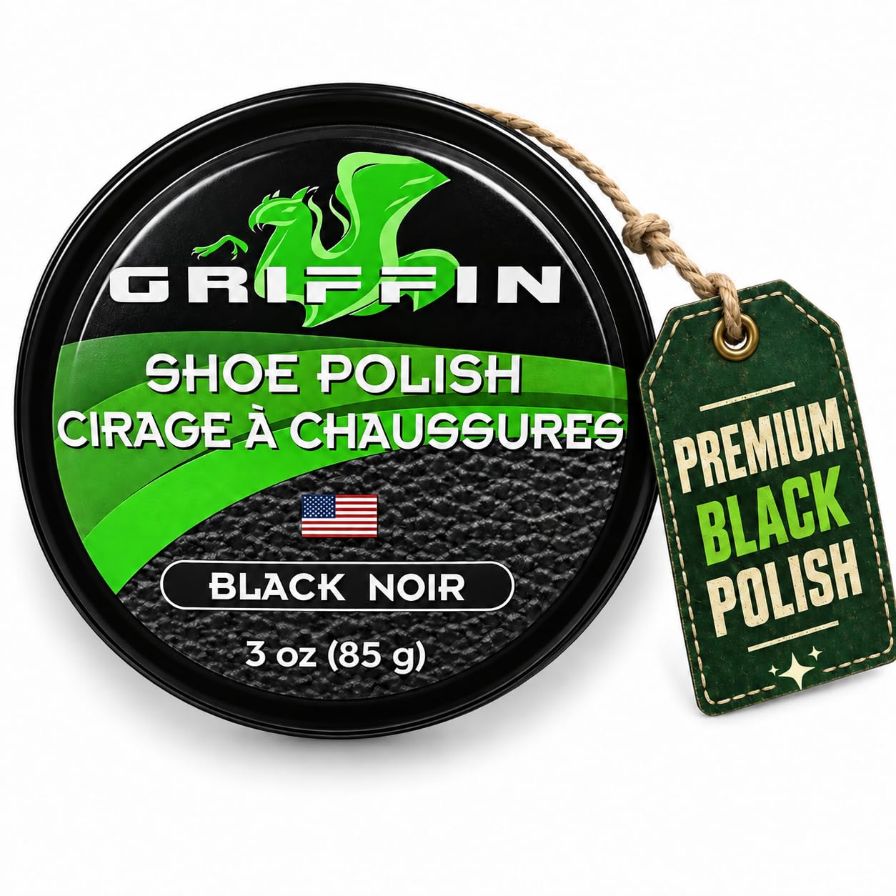Griffin Shoe Polish Paste – Conditions & Shines All Leather Colors – Easy-to-Use Clear Wax Polish for Boots