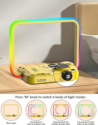 Miniatura 3 de Lámpara táctil de cabecera con estación de carga inalámbrica para mesita de noche de dormitorio, mesa 3 en 1, luz RGB regulable con puerto de