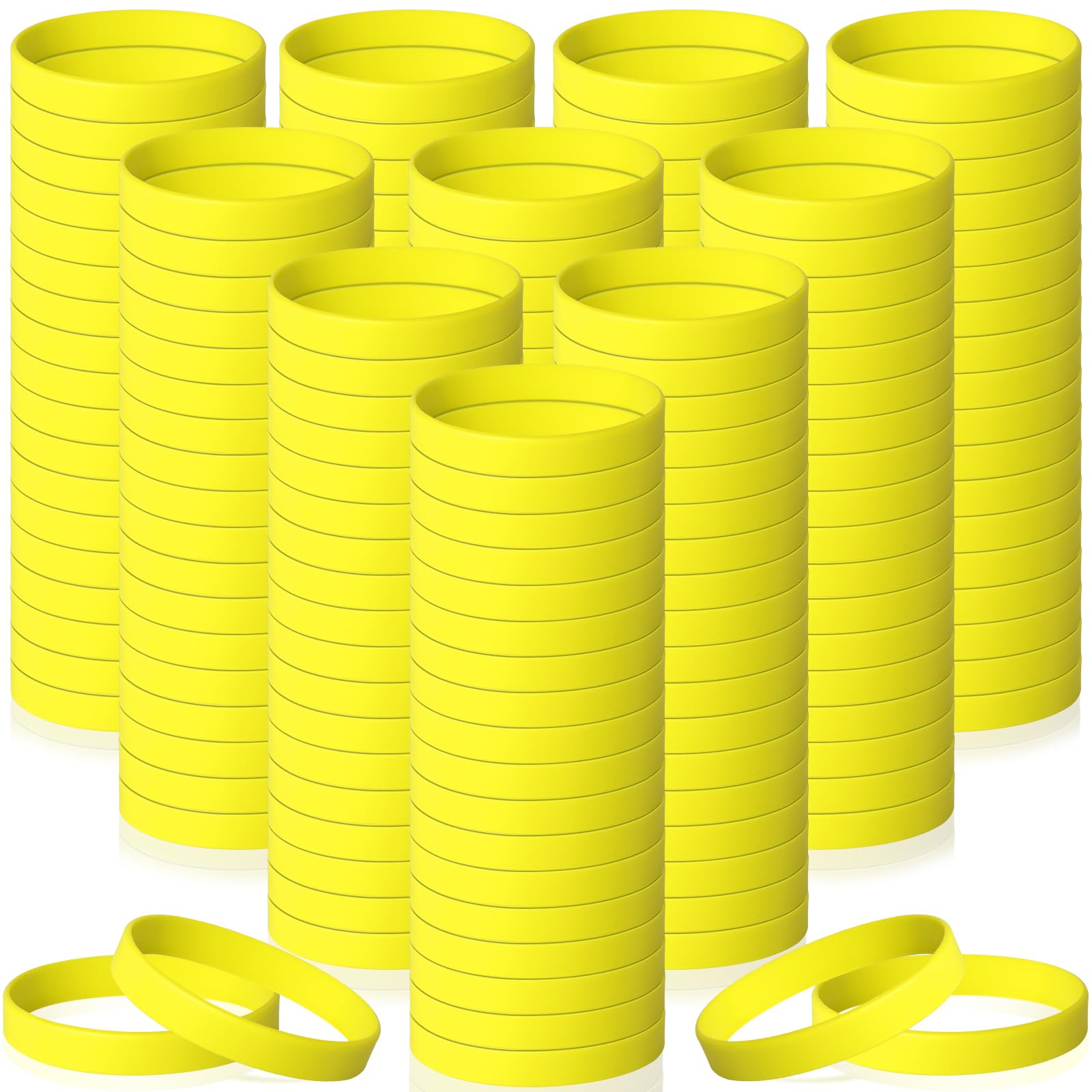 240 PCs Yellow Rubber Silicone Bracelets, Blank Wristbands Gifts Supplies for Adults Kids Sports Teams Party (Yellow)