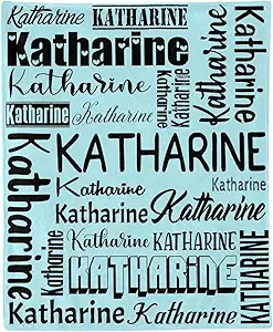 Personalized Blanket for Kids Adults Personalized Name Blanket Custom Blanket with Name Personalized Gifts for Christmas Birthday Valentines Day Mothers Fathers Day (Light Blue&Black, 50"x60")