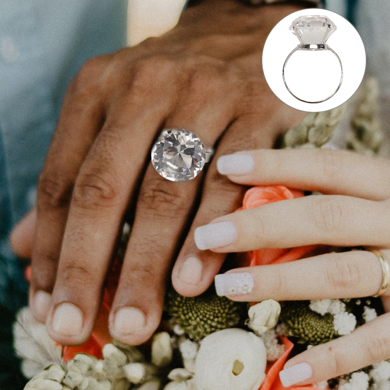 Giant Engagement Ring Prop Crystal Diamond Ring Prop Halloween