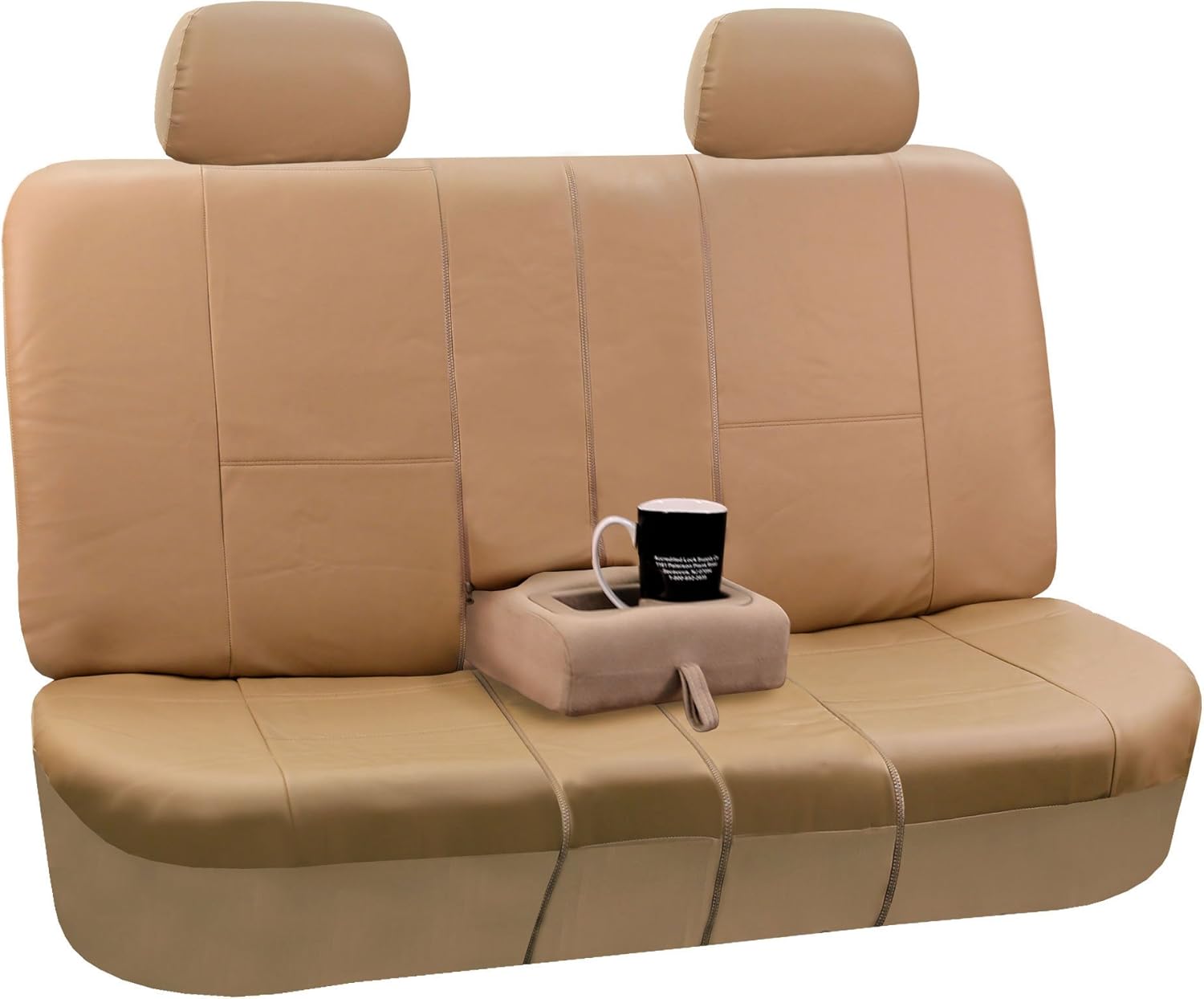 FH Group Car Seat Cover for Back Seat PU Leather - Universal Fit, Rear Seat Covers for Cars with Rear Split Bench, Car Seat Protector for Dogs, Car Interior Accessories for SUV, Sedan, Van