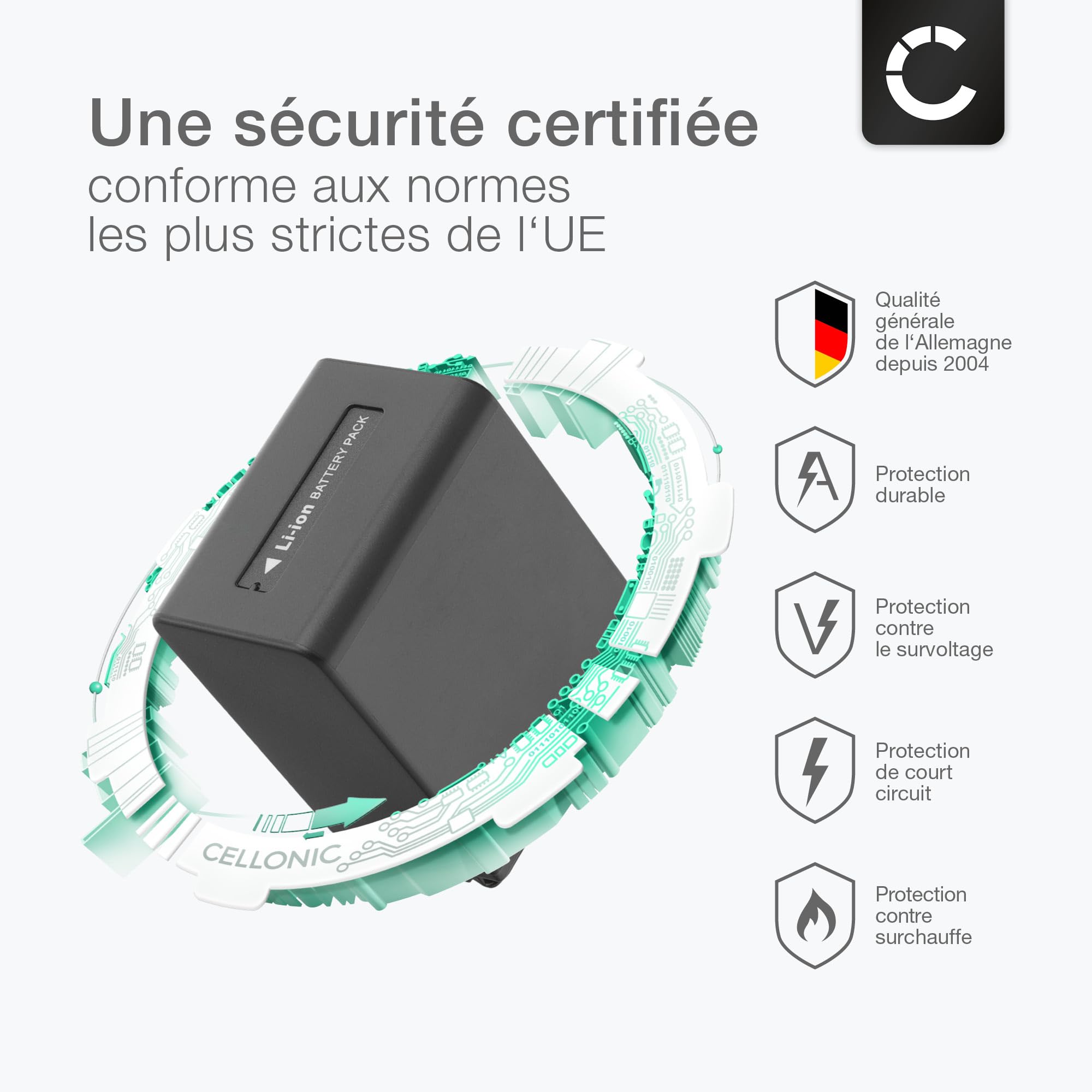 CELLONIC, Batterie pour Caméra, Compatible avec Sony FDR-AX33, NP-FV70, NP-FV50 (7.2V, 3090mAh)
