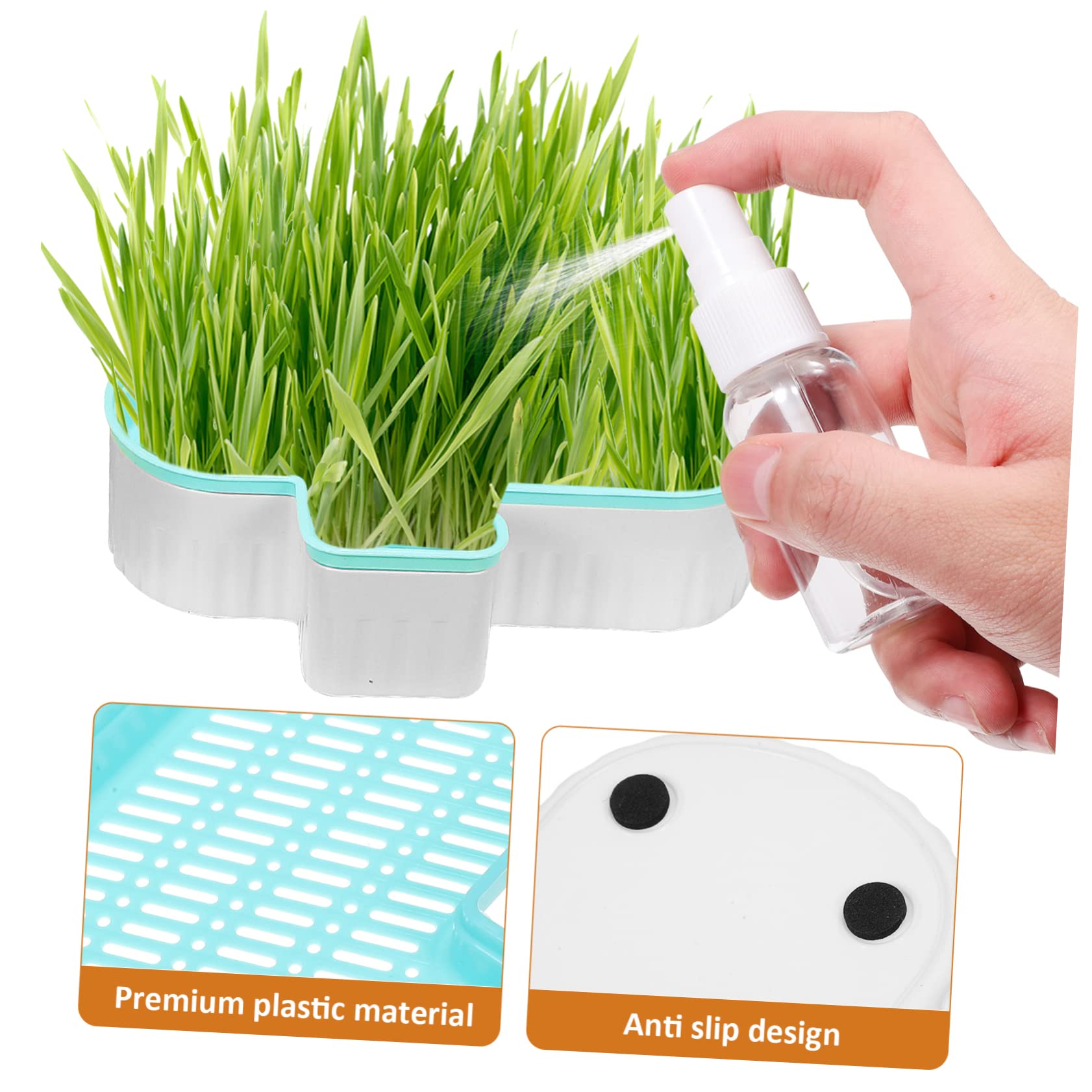 Happyyami Caja de Hierba para Gatos sin Tierra con Diseño de Doble Capa y Botella de Agua Transparente, Adecuado para Celebración Verano y Jardinería Interior