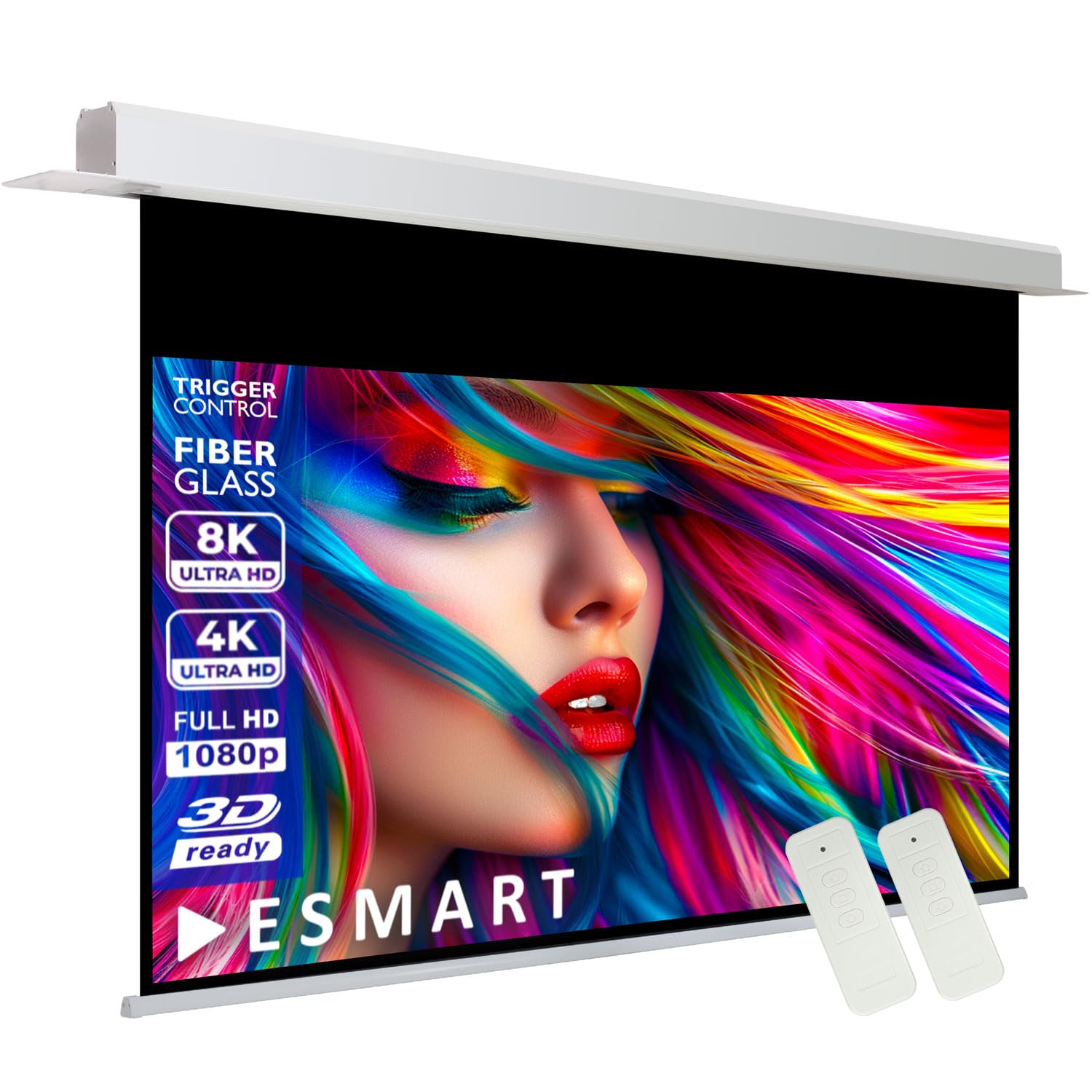 ESMART Expert CSX Schermo da incasso a soffitto 221 x 125 cm (100") 16:9 | Telecomando a infrarossi | Controllo del trigger | Schermo di proiezione del motore del proiettore elettrico per home cinema