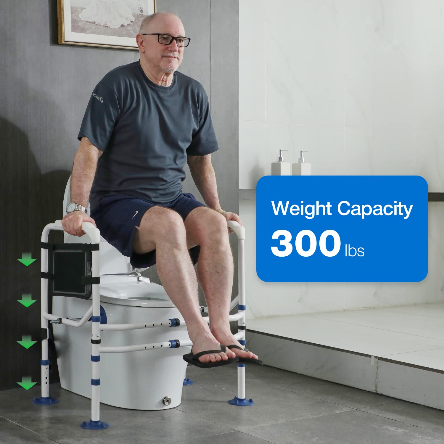 GreenChief Toilet Safety Rails 300LB, Stand Alone Toilet Frame