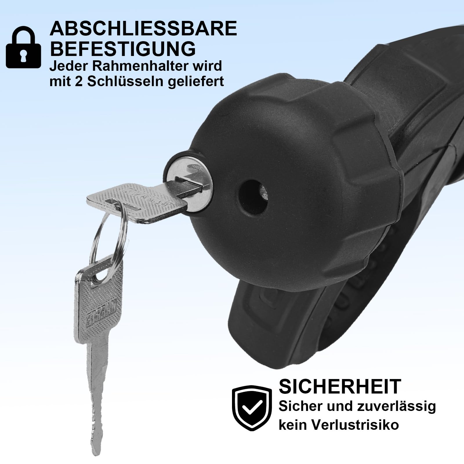 Rahmenhalter 3 Pack, Fahrradhalterung Bike Holder 3 Fahrradträger Fahrradhalter Befestigung Klemme Reisemobil Rad, abschließbar, für U-Bügelrohr, 25CM+32CM+45CM Länge