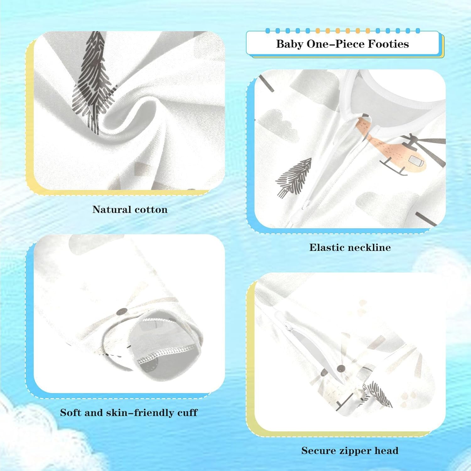 vvfelixl Flying Corgi Dog Baby Sleepers For Girl Boys Newborn Baby Play One-Piece Footies For 0-24 Months White