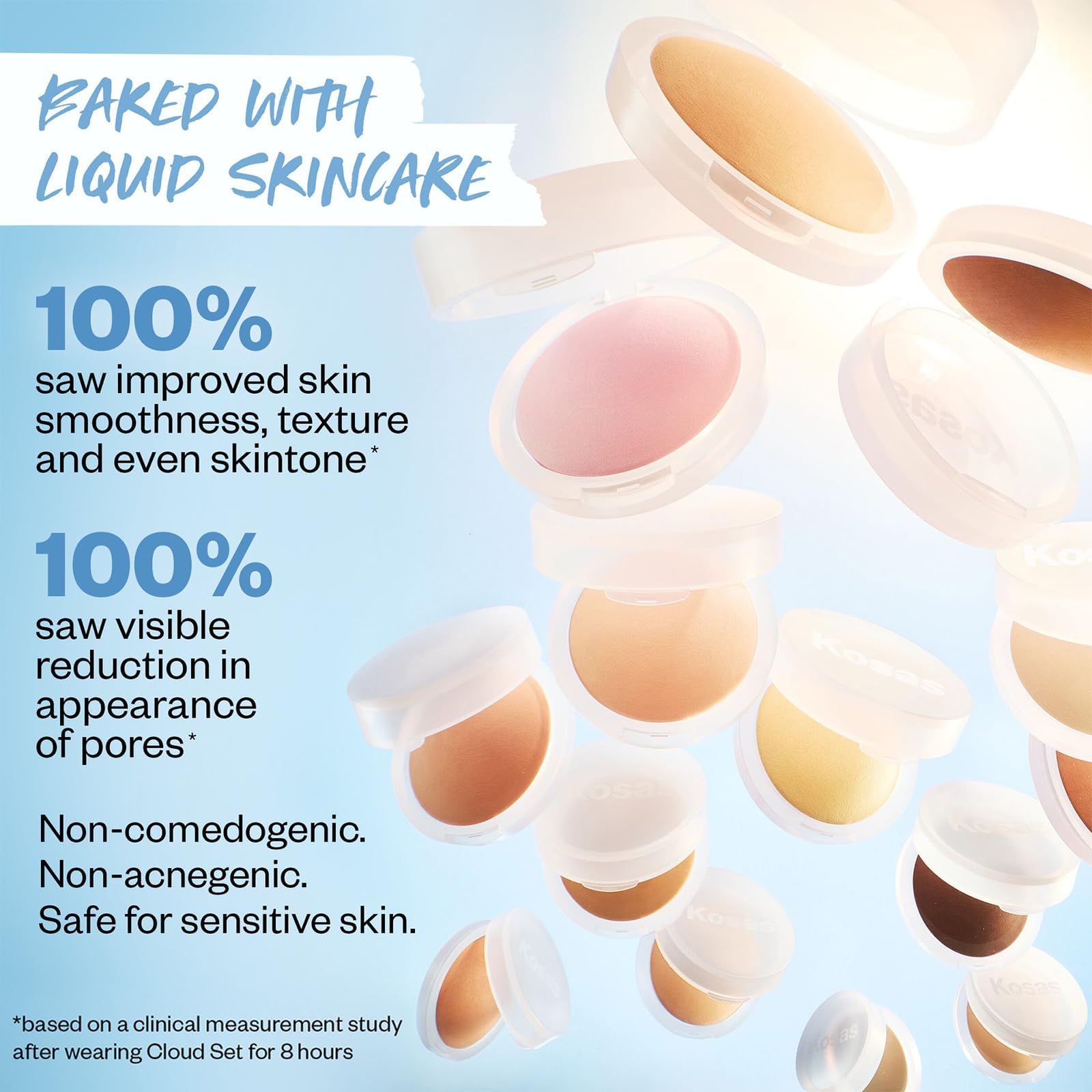 Kosas Cloud Set Face Setting Powder - Smoothing Shine Control, Soft, Sheer Translucent Makeup Finish, Portable & Long-Lasting Loose Pressed Baking Powder - Velvety (Sheer Deep)