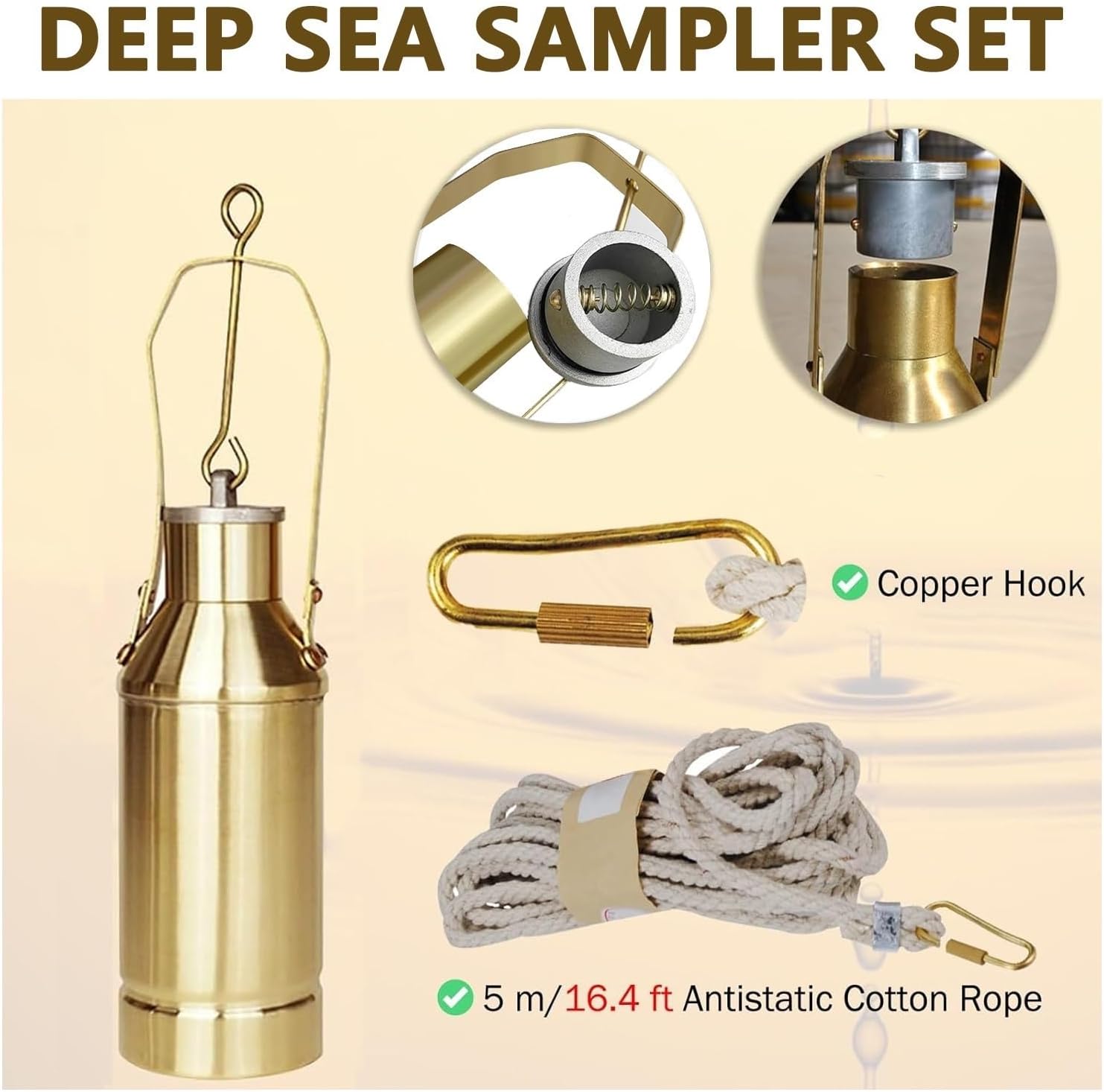 Water Sample Collector - Weighted Viscous Liquid Sampler Bottle (500ml) with 30m Rope Kit for Efficient Sampling - Ideal for Labs, Water ing, and Envirntal Studies