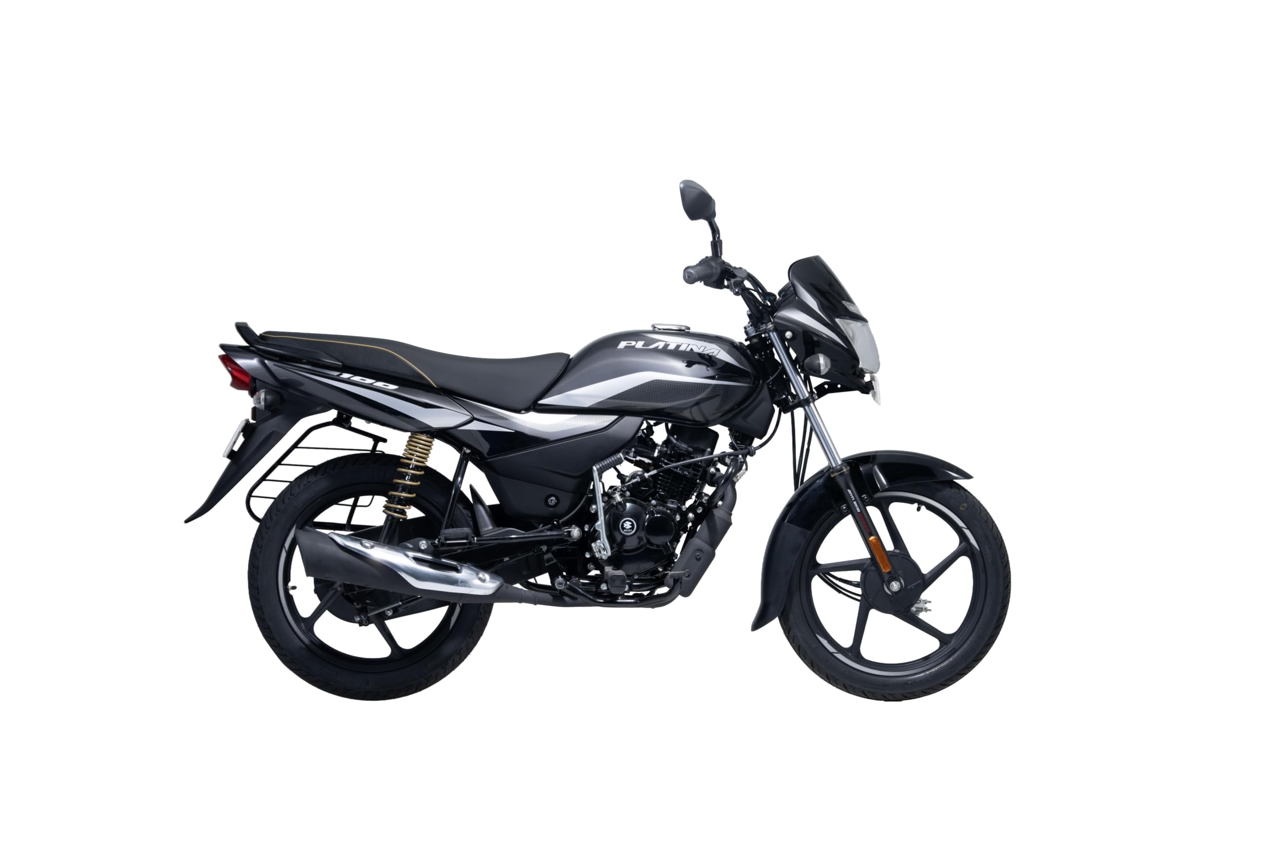 Bajaj Platina 100 Es Drum Motorcycle Black Silver Grey Ex-Showroom