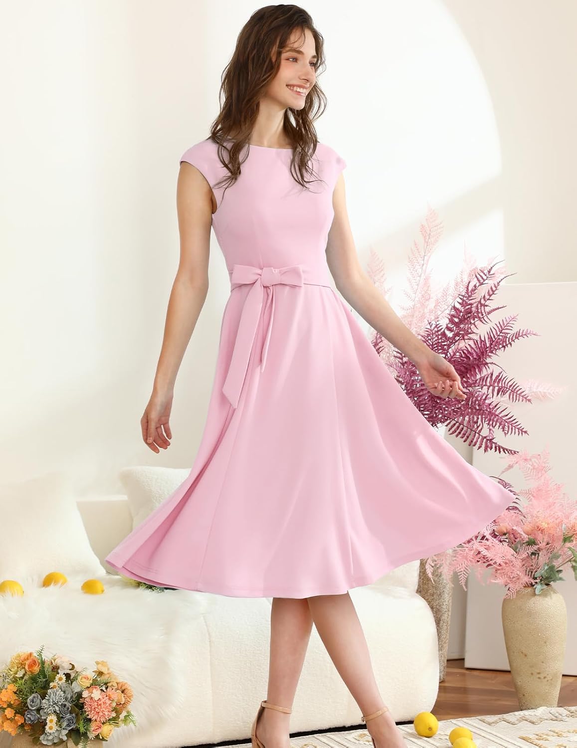 DRESSTELLS Women's Cocktail Dresses, Formal Wedding Guest Modest Church Vintage Tea Party Midi Evening Dress - Image 3