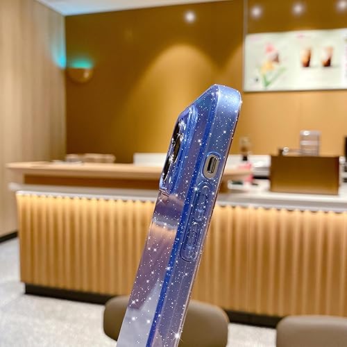 Miniatura 7 de Funda compatible con iPhone 14 Pro Max de 6.7 pulgadas, bonita funda delgada con purpurina, a prueba de golpes, suave, para mujeres y niñas (azul