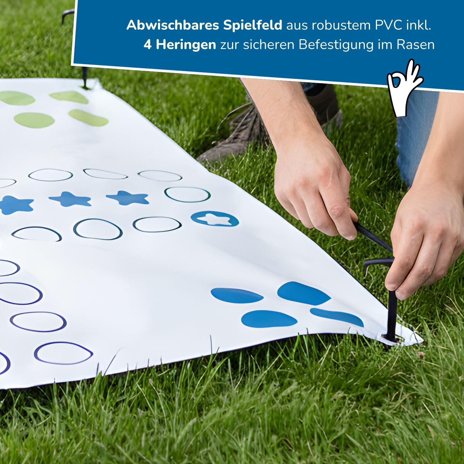Alldoro Outdoor Garten Ludo Gra Planszowa z 16 Figurkami i Kostkami, Wielokolorowy, XXL, 60060