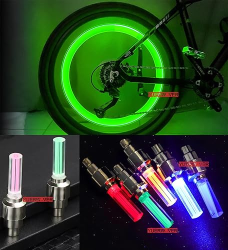 Miniatura 4 de Paquete de 4 luces LED para rueda de bicicleta, tapa de válvula de neumático de automóvil, accesorios reflectores para niños, hombres y mujeres, con