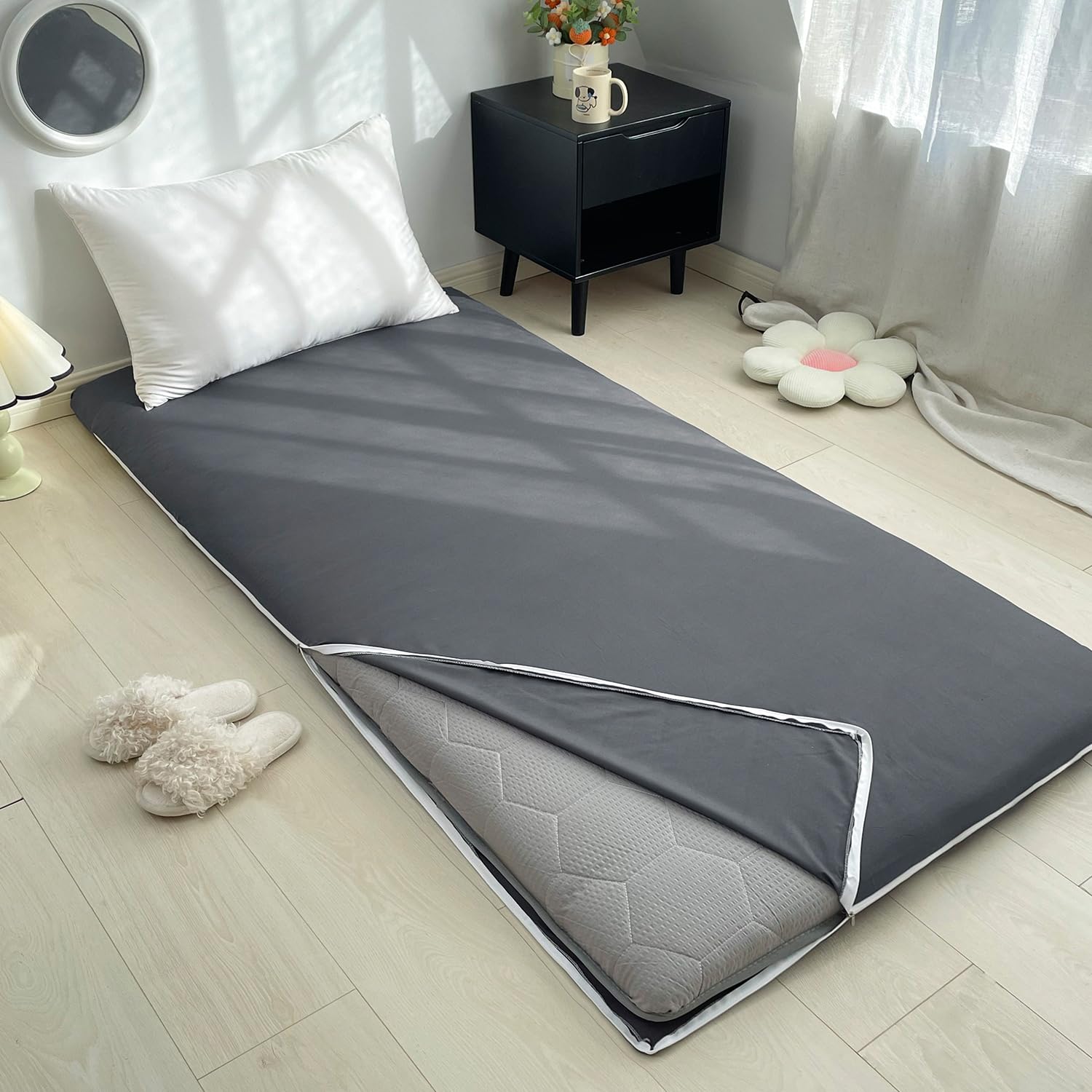 LDLCYCN ,E,60 * 200cm, Floor Futon Mattress Cover with Zipper Japanese Tatami Floor Mattress Cover