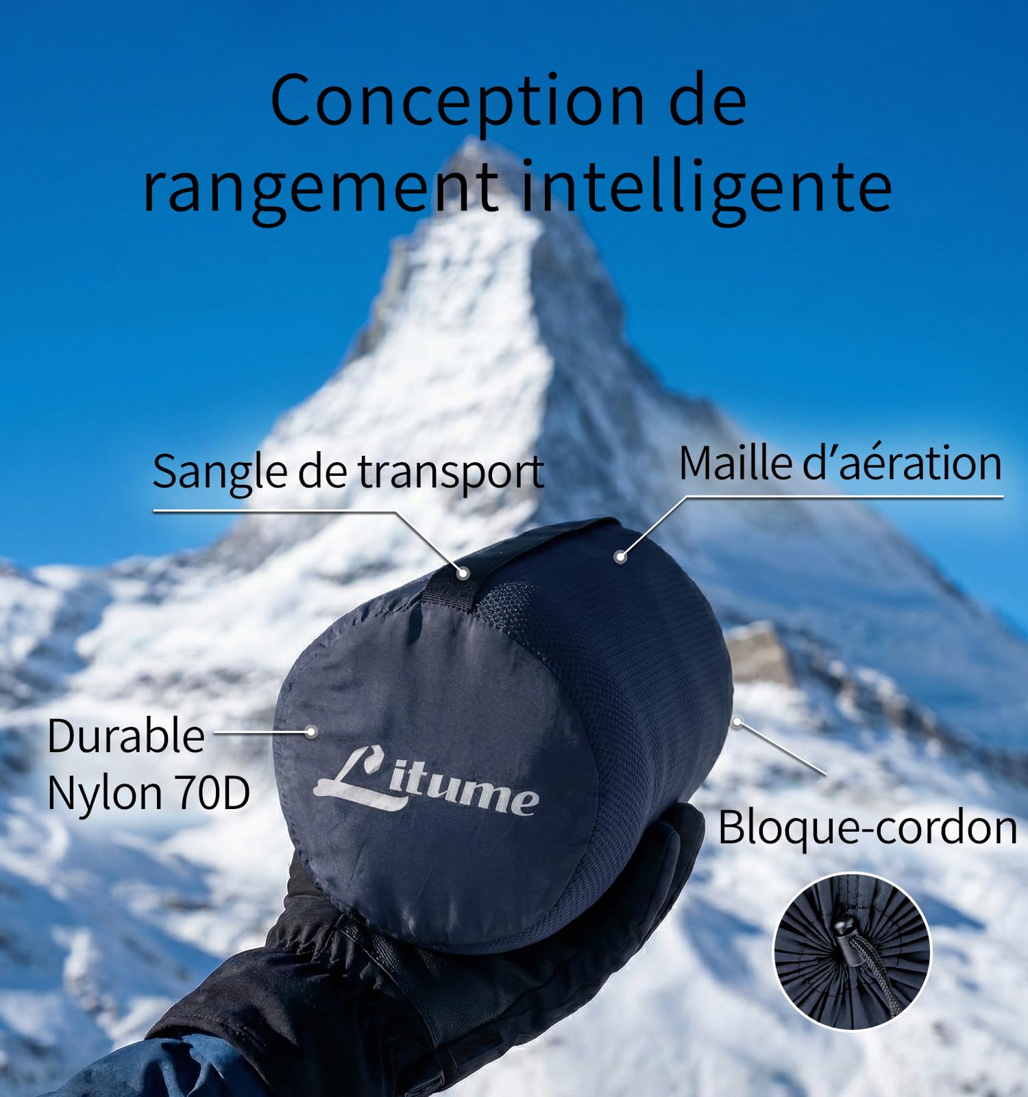 Litume Couverture de Voyage légère et Respirante, Couverture d'avion Souple 170 x 122 cm pour Les Voyageurs, Drap de Camping Pliable avec Sac de Rangement pour Train, Camp, Voyage(Gris Foncé)