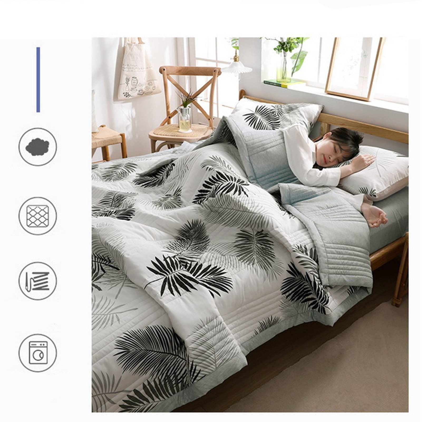 Yosoo Health Gear Letnia Fajna Kołdra, Bawełniana Kołdra Klimatyzacyjna Lekka Letnia z Wytłoczeniem Ultradźwiękowym, Puszystym Wypełnieniem dla Dorosłych Sofa do Sypialni dla Dzieci (150 * 200cm)